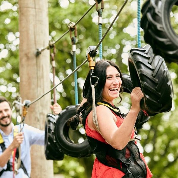 Couple on High Ropes Activity
